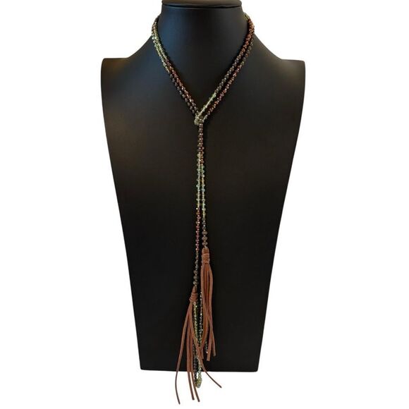 Elegant & Versatile Beaded Extra Long Tassel Necklace - Picture 1 of 5